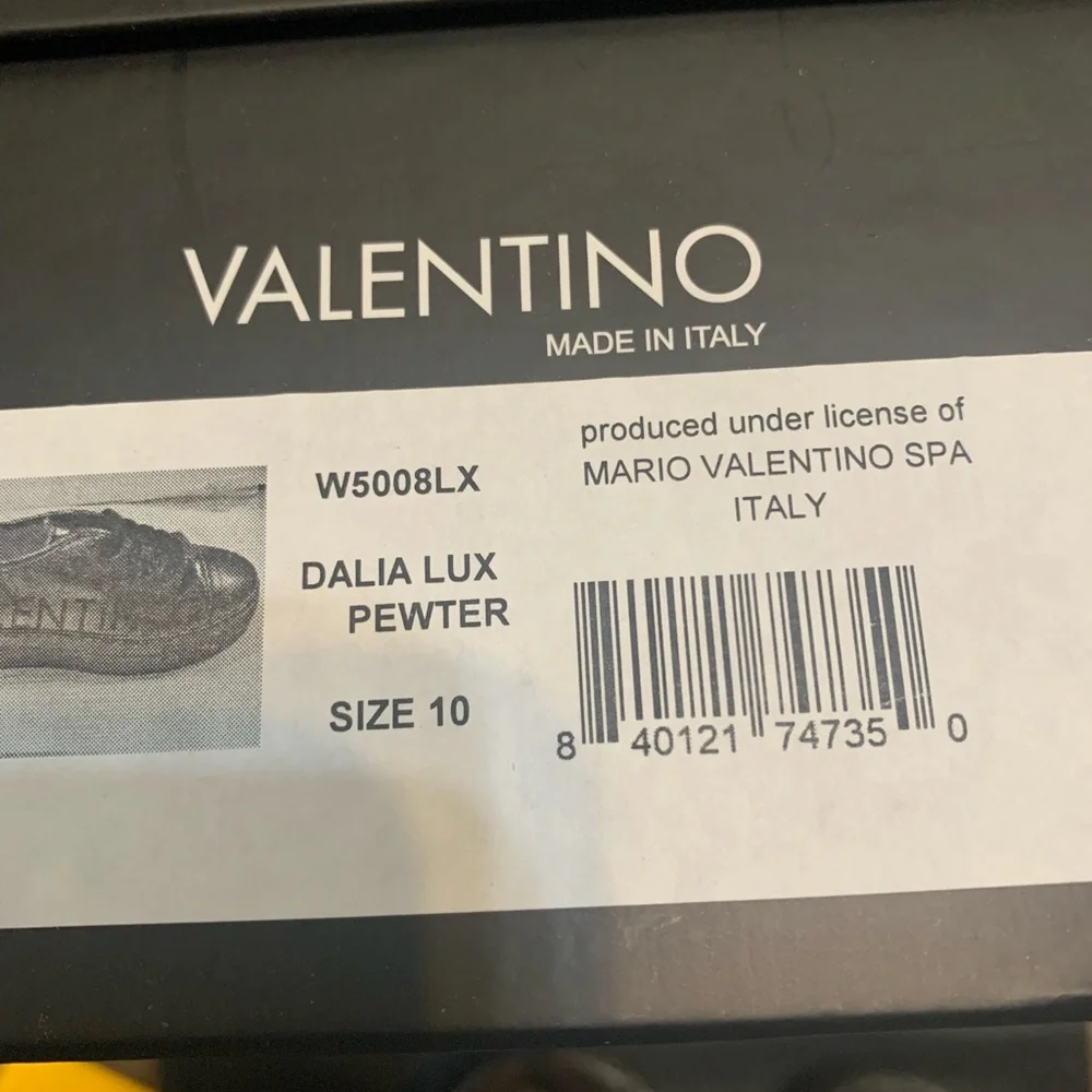Valentino by Mario Valentino Dalia Luxe Platform Sneakers Pewter SZ 10 Brand New - Picture 12 of 16